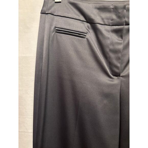 Cache LUXE Dark Gray Satin Lined Dress Pant Wide Leg Size 4/6 Flat Front $148 - Picture 6 of 9